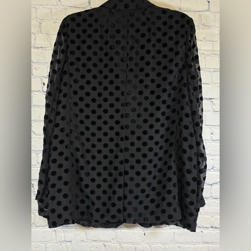 J. Crew Collection Black Polka Dot Sheer Sleeve Holiday Parke Blazer Size 10 - Picture 2 of 11